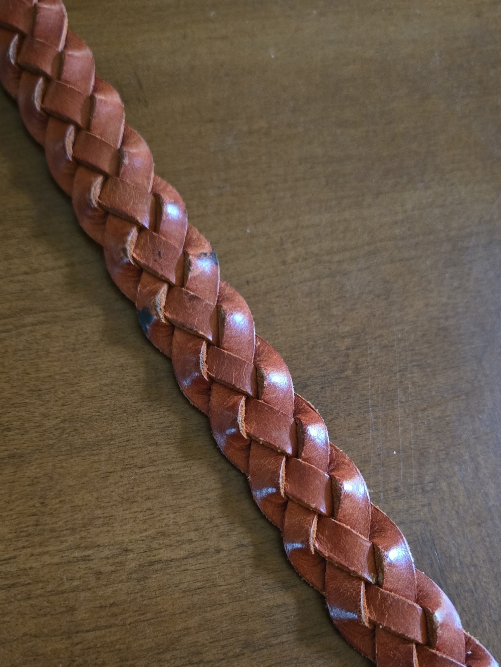 Braided Leather Women Belt - Chestnut Brown - Picture 4 of 6